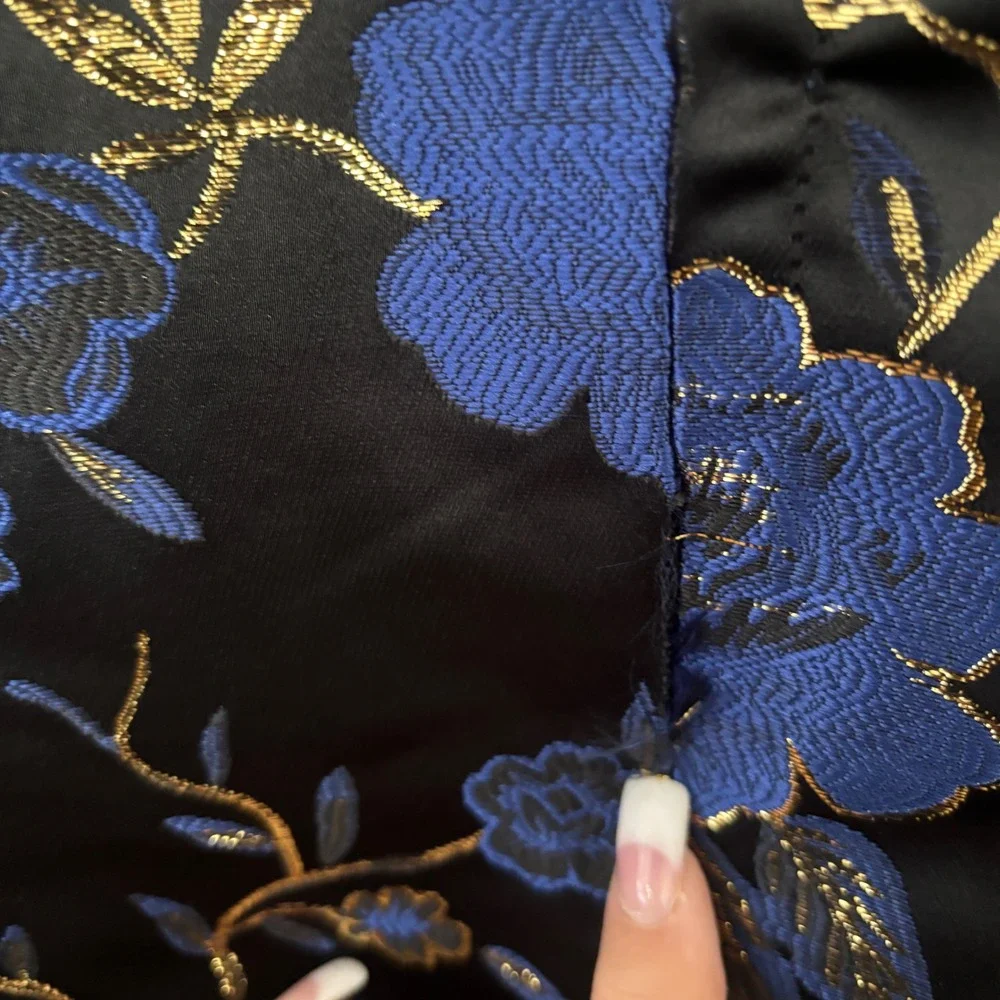 Cloudstyle Mens 2 Piece Floral Dress Suit Blue Gold Tuxedo Jacket Pants Medium